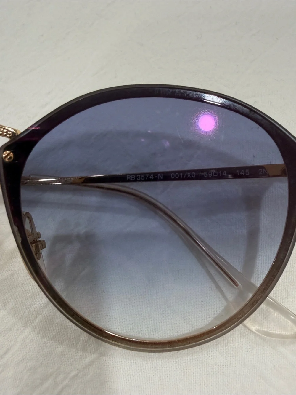 Ray-Ban gold hidden Frame Sunglasses with Blue Lenses